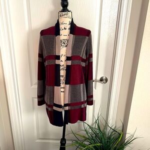 Leo & Nicole Plaid Open Front Cardigan Sweater